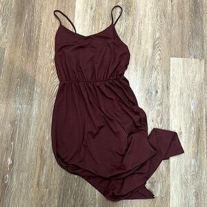 Plum Jersey Knit Maxi Dress with Adjustable Straps